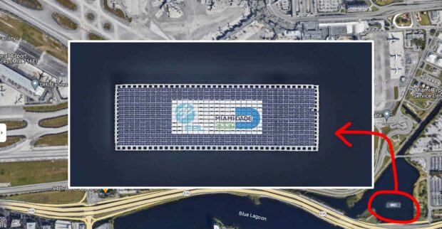 Lame Example Of Corporate Branding At Miami International Airport'S Floating Solar Farm.