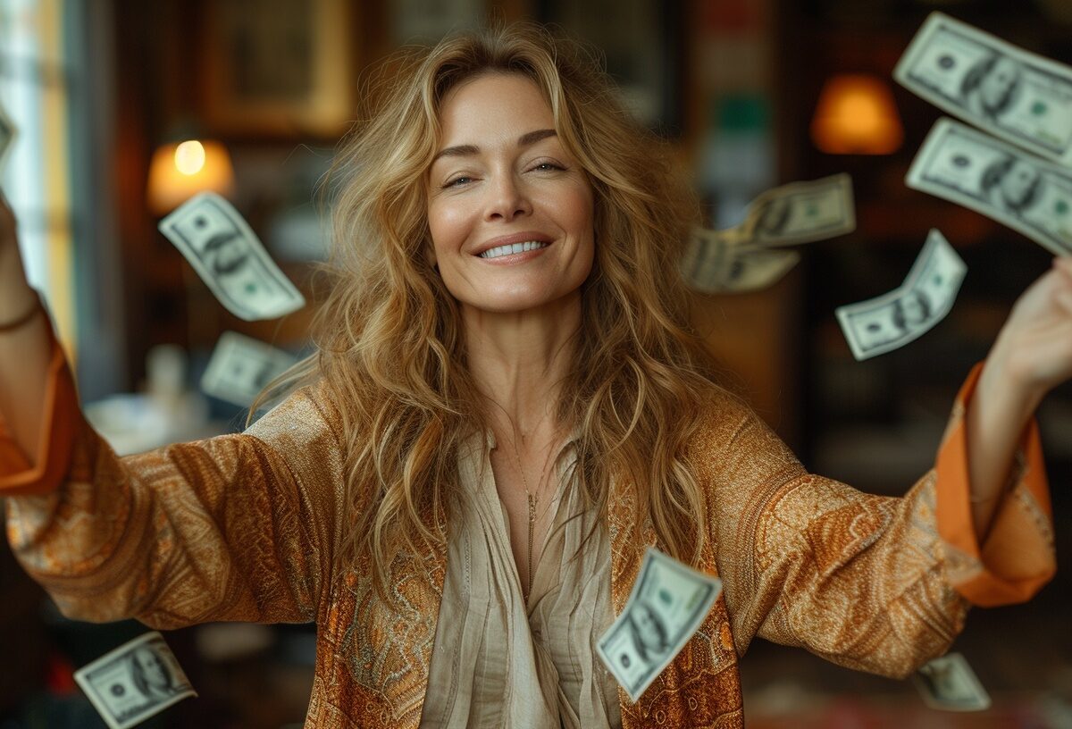 A Mom Holding A Stack Of Money