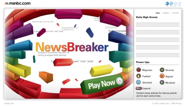 Msnbc Newsbreaker Live, A Captivating Game, Is Displayed On A Computer Screen.