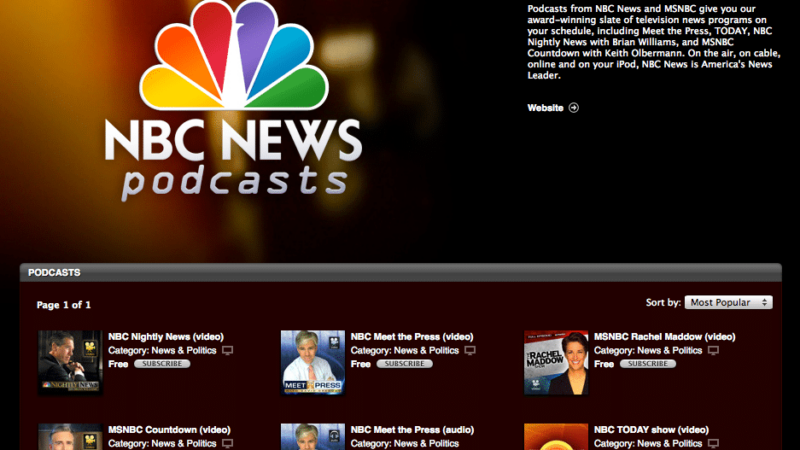 NBC News Podcast page in iTunes