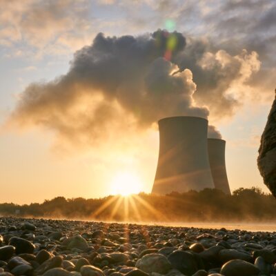 Nuclear Power Plant, Cooling Tower, Sunrise