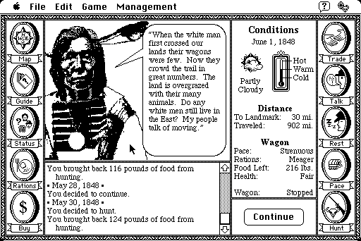 A Screenshot Of A Native American From The Macintosh Version Of The Classic Oregon Trail Game.