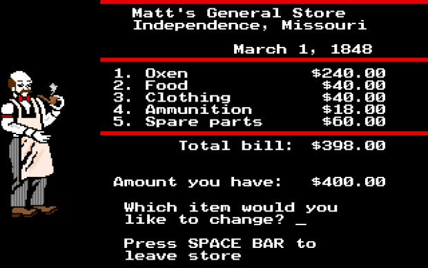 Matt'S General Store Screenshot - Oregon Trail Game.