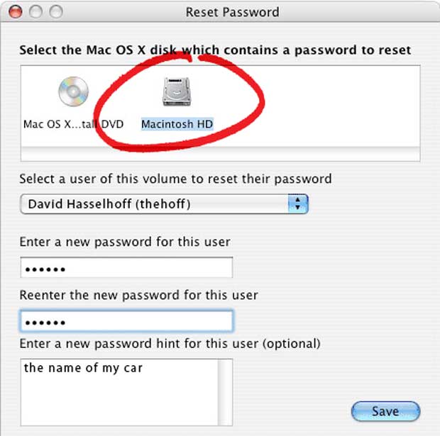 Select Your Hard Drive - How To Reset Your Password - Mac Os X Password Reset Tutorial