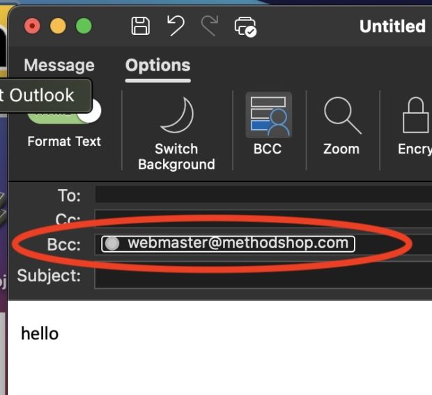 Type An Email Address In The Outlook Bcc Field