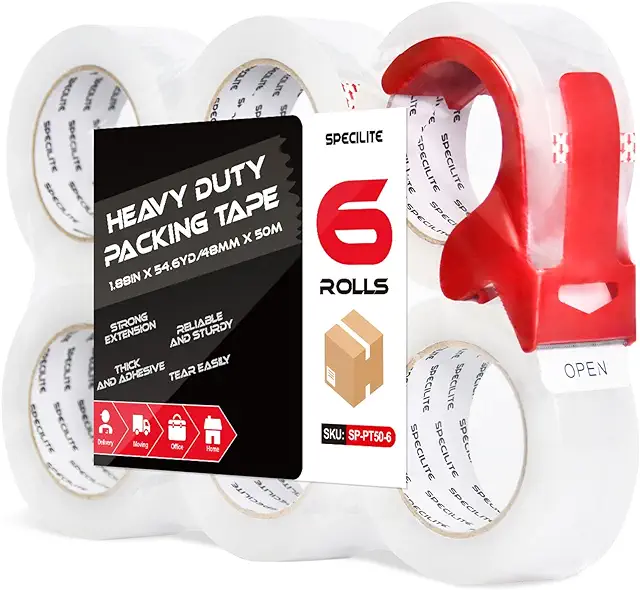 Heavy Duty Packaging Tape With A Red Handle For Secure Shipments.