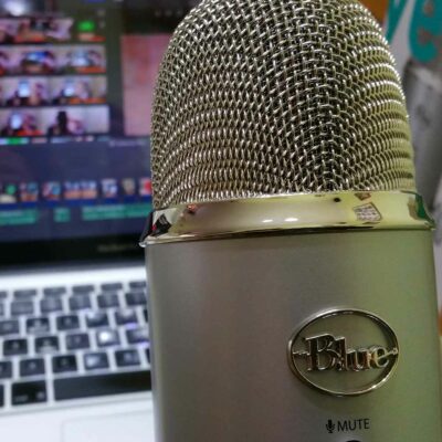 podcasting using a microphone