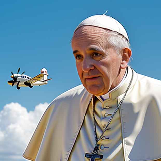 The Pope Is Hilariously Standing In Front Of An Airplane.