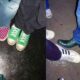 A group of people standing next to each other wearing green shoes, showcasing their fashionable footwear. - Interview with Helen Lawrence, the creator of the blog 