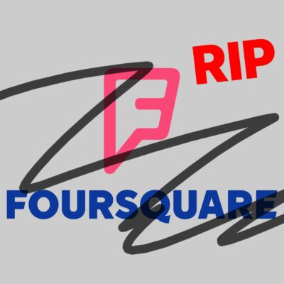 A Foursquare Logo With The Letters &Quot;Rip&Quot; In Red Above And A Scribble Over It On A Gray Background, Hinting At The Transition From Traditional Check-Ins To Swarm'S Dynamic City Guide Features.