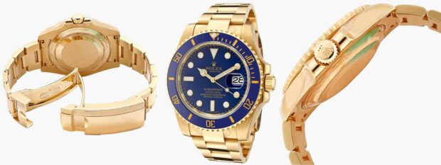 Rolex Men'S Submariner Automatic Blue Dial Oyster 18K Solid Gold