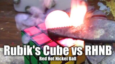 Rubik's Cube vs Red Hot Nickel Ball
