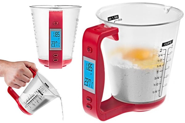 Digital Measuring Cup And Scale With Lcd Display And Thermometer