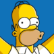 Homer Simpson is raising his arms in the air because he is excited about The Simpsons Movie.