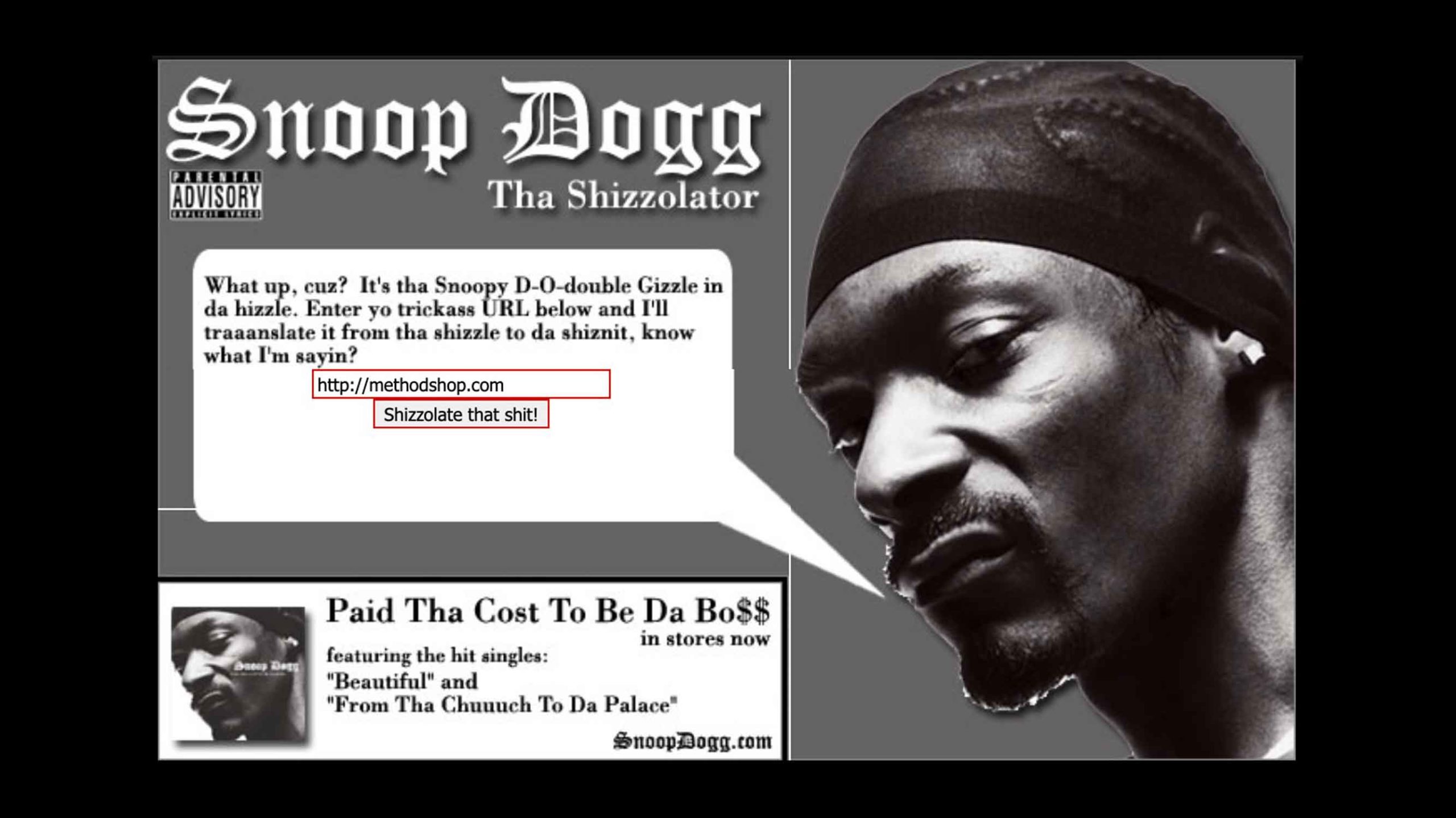 The Shizzolater Translate Your Blog From English To Snoop Dogg S Shizzle
