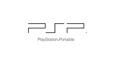The Sony PSP logo is displayed against a white backdrop.