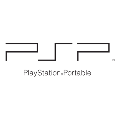 The Sony PSP logo is displayed against a white backdrop.