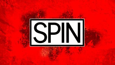 Spin Magazine - A red background with the word 