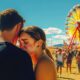 Stair Fair - A Couple Stands Close At A Bustling State Fair, Where The Ferris Wheel Spins Majestically Amid Colorful Tents, Creating A Scene Straight Out Of A Top 10 List For Most Memorable Dates.