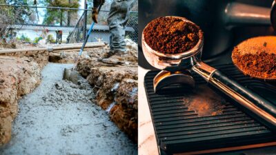 Image showing how used coffee grounds can make concrete stronger.