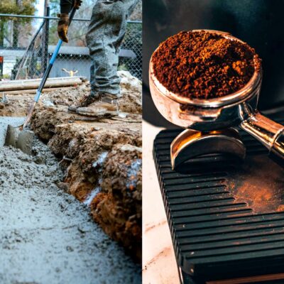 Image showing how used coffee grounds can make concrete stronger.