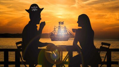 Sunset Couple Pirate Ship