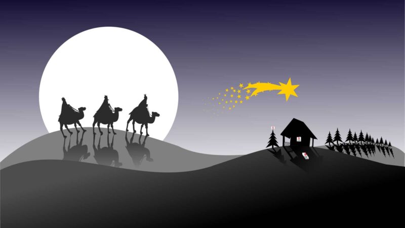 Set of 18 Holiday Wishes Wise Men Following Star Religious Christmas Card 