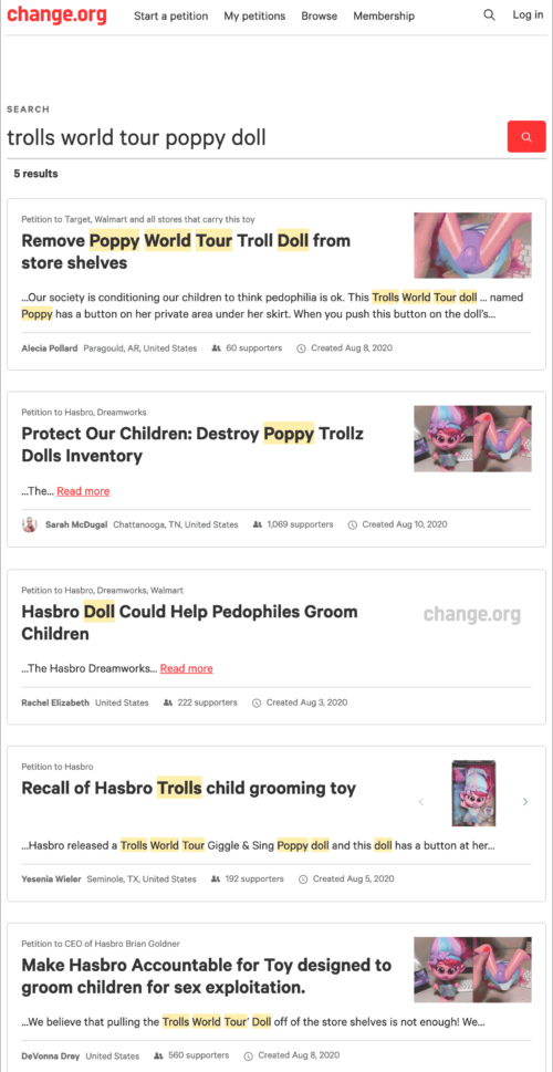The Video Helped Drive Traffic From Upset Parents To Sign Some Of The Numerous Online Petitions At Change.org Calling On Hasbro To Recall The Dolls. 