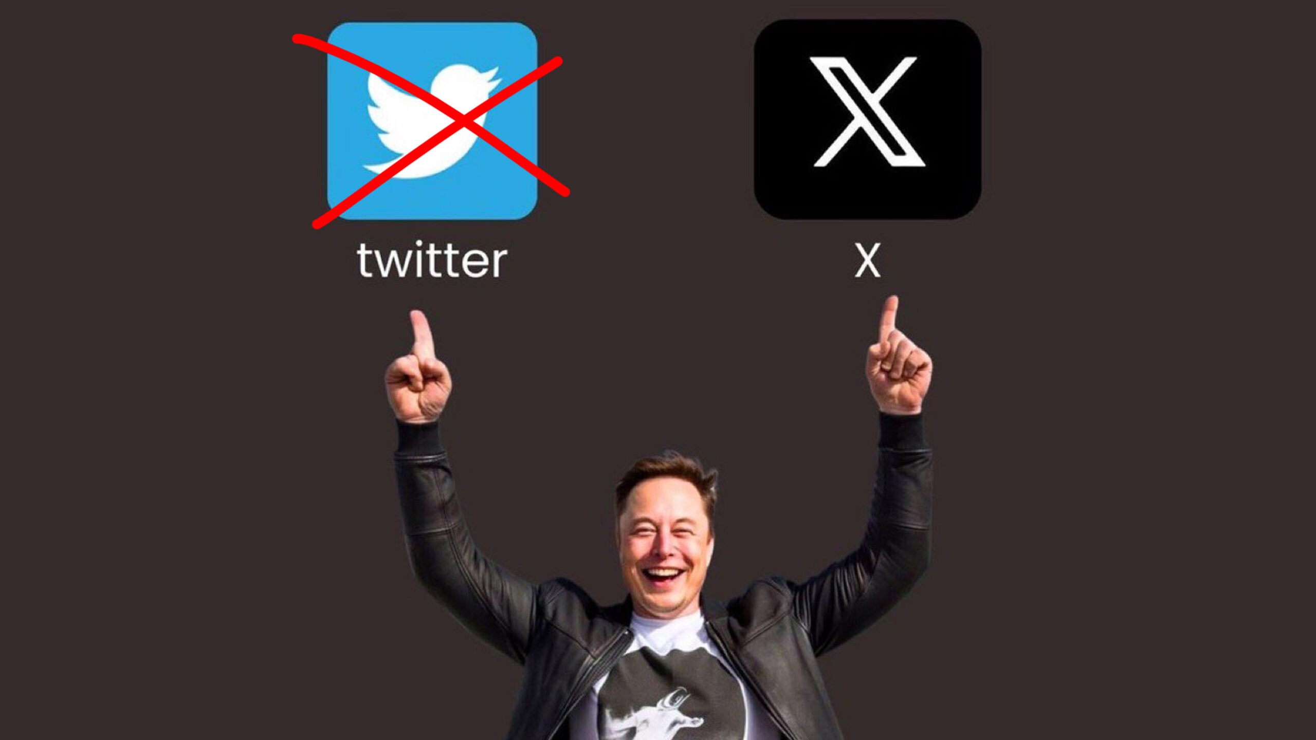 Elon Musk With Raised Arms And Smiling Stands Below Two Icons. The Left Icon Shows The Twitter Logo Crossed Out, And The Right Icon Displays The New Logo Labeled &Quot;X.com.&Quot; With This Change, It'S Clear: Twitter Is Dead.