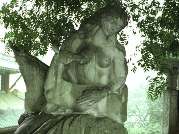 Chinese Woman Breastfeeding A Deer - The Weirdest Statues From Around The World